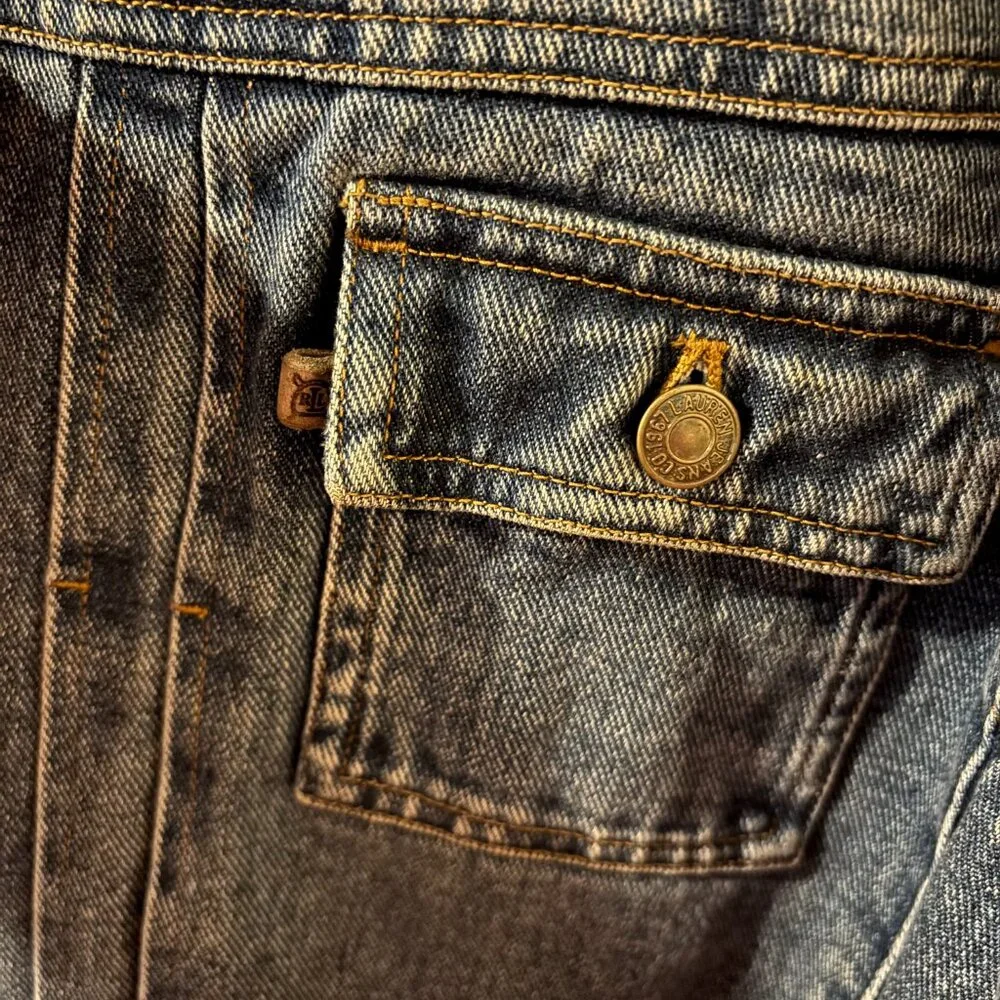 Vintage Ralph Lauren Sherpa Collar Denim Jacket ~ Med ~ Equestrian ~ Lauren Jean - Picture 4 of 7
